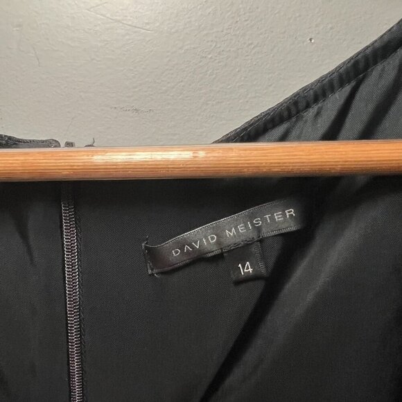 David Meister Black Dress Women's Size 14 Cap Sleeve Shift - Picture 3 of 5